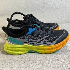Hoka Speedgoat 5 Womens Trail Running Shoes Black Blue Yellow 1123158 BEPR 8.5B